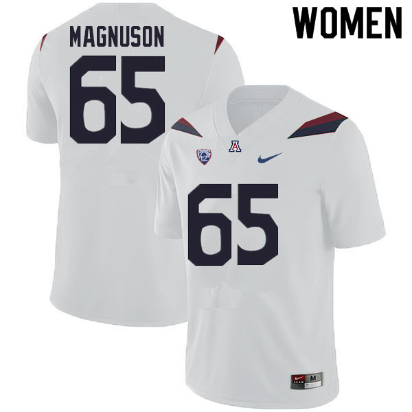 Women #65 Leif Magnuson Arizona Wildcats College Football Jerseys Sale-White - Click Image to Close